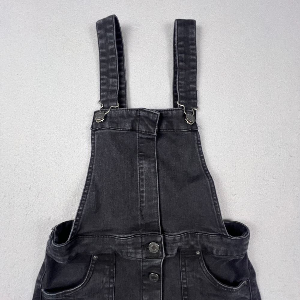 Sky and Sparrow Overall Dress Womens Small Black Denim Button Front Raw Hem Boho - Picture 9 of 11
